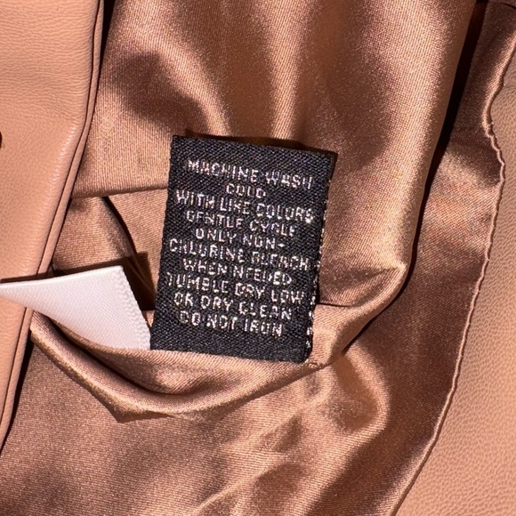 Catherine Malandrino NWT Size S Tan Faux Leather Cropped Moto Jacket - Picture 8 of 9